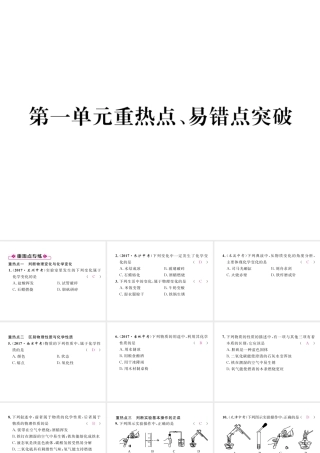 （江西专版）秋九年级化学上册 第1单元 走进化学世界重热点、易错点突破作业课件 （新版）新人教版-（新版）新人教版初中九年级上册化学课件