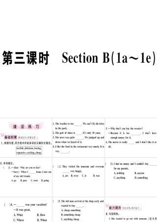 （江西专版）秋八年级英语上册 Unit 1 Where did you go on vacation（第3课时）习题课件 （新版）人教新目标版-（新版）人教新目标版初中八年级上册英语课件