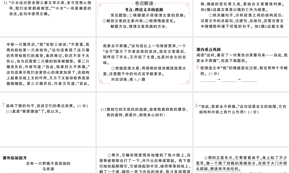 （河北专版）七年级语文上册 第五单元 16 猫课件 新人教版-新人教版初中七年级上册语文课件