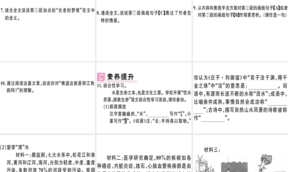 （江西专版）春八年级语文下册 第五单元 20 一滴水经过丽江习题课件 新人教版-新人教版初中八年级下册语文课件