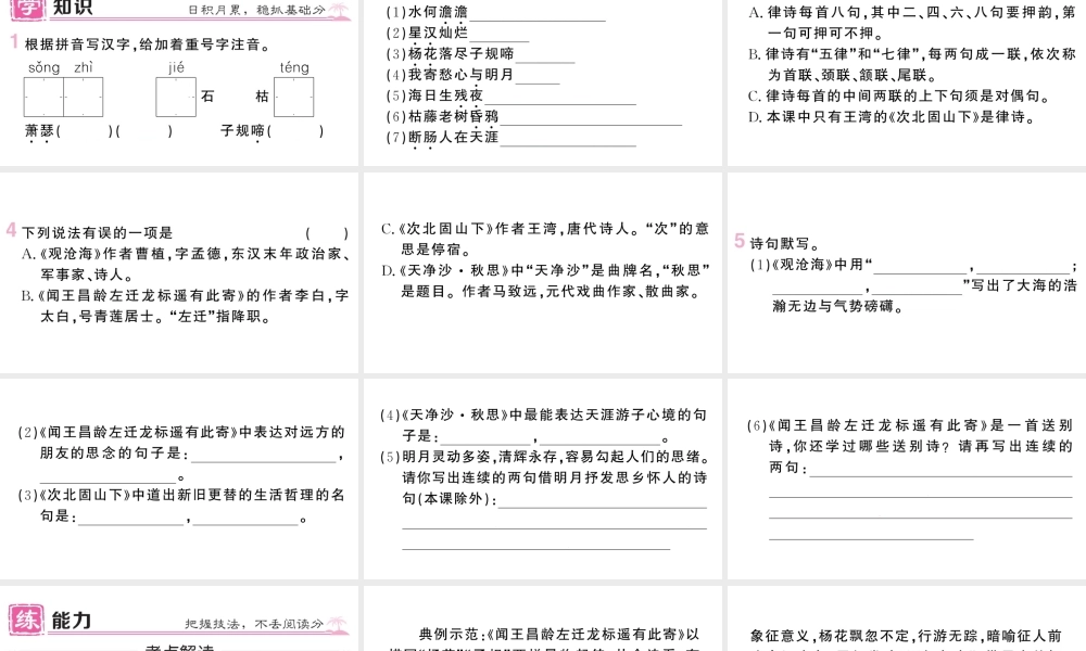 （河北专版）七年级语文上册 第一单元 4 古代诗歌四首课件 新人教版-新人教版初中七年级上册语文课件