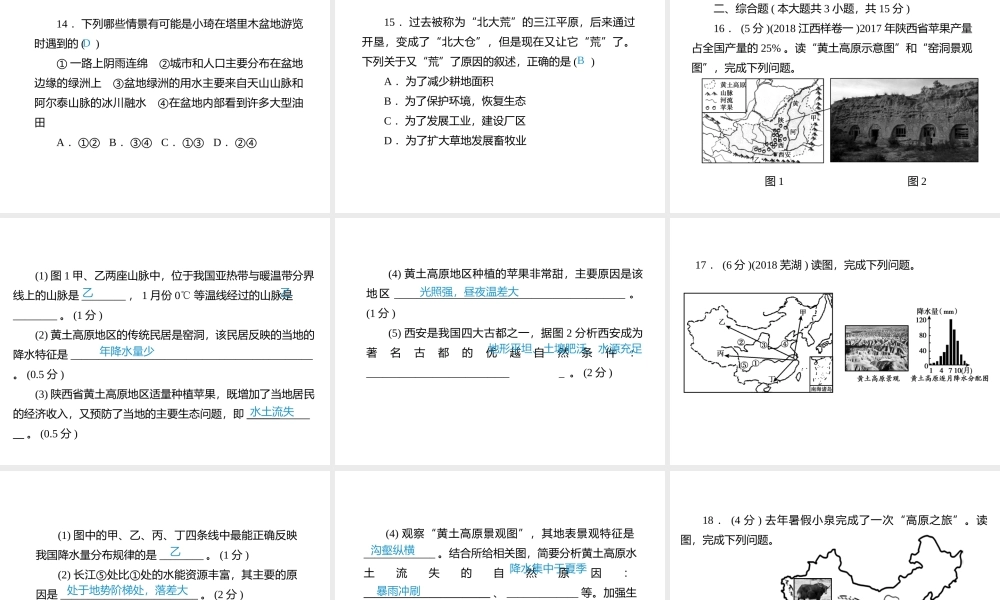 （江西专用）中考地理总复习 仿真测试篇 阶段性复习检测卷（十四）课件-人教版初中九年级全册地理课件