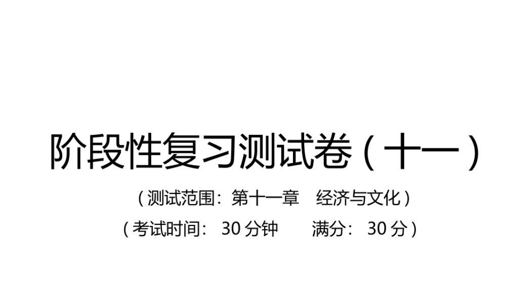 （江西专用）中考地理总复习 仿真测试篇 阶段性复习检测卷（十一）课件-人教版初中九年级全册地理课件