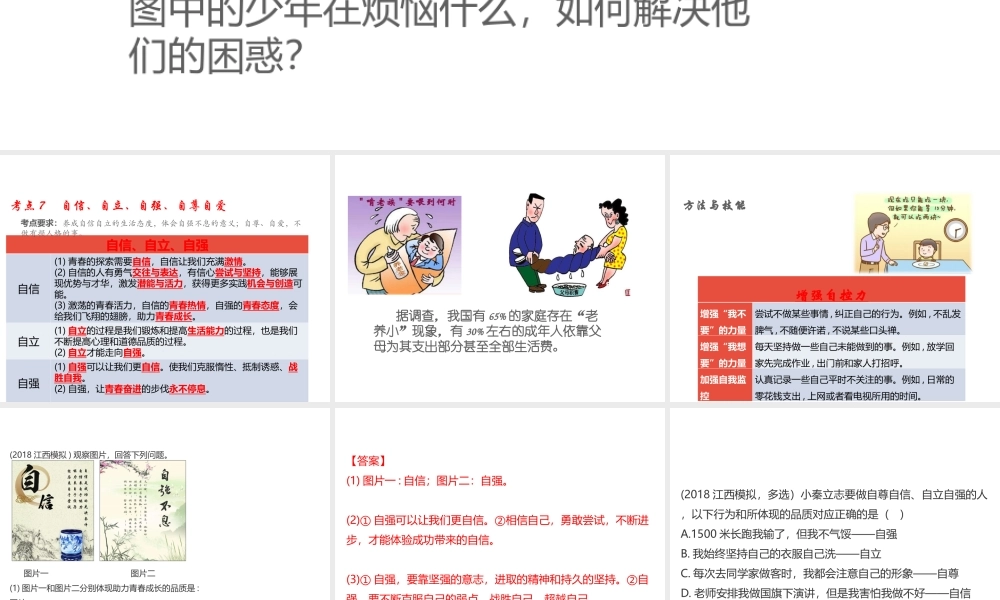 （江西专用）中考道德与法治总复习 考点7 自信 自立 自强 自尊自爱课件-人教版初中九年级全册政治课件