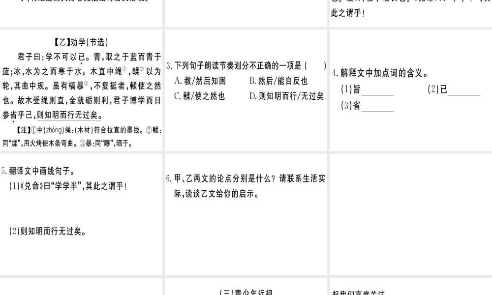 （江西专版）春八年级语文下册 阅读组合训练11课件 新人教版-新人教版初中八年级下册语文课件