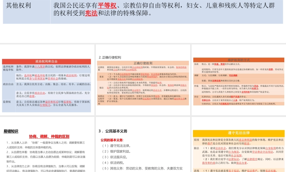 （江西专用）中考道德与法治总复习 考点19 权利与义务课件-人教版初中九年级全册政治课件