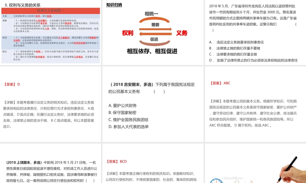 （江西专用）中考道德与法治总复习 考点19 权利与义务课件-人教版初中九年级全册政治课件