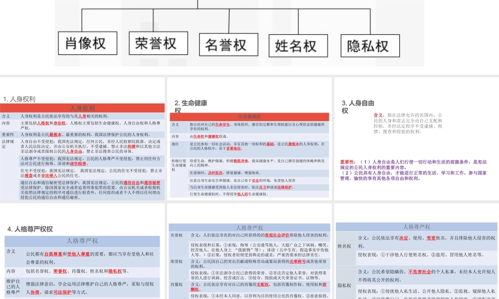 （江西专用）中考道德与法治总复习 考点20 人身权利课件-人教版初中九年级全册政治课件