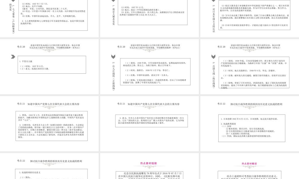 （江西专用）中考历史总复习 第七单元 中华民族的抗日战争课件-人教版初中九年级全册历史课件