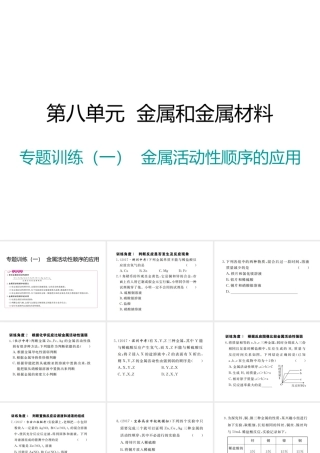 （江西专版）春九年级化学下册 第8单元 金属和金属材料 专题训练（一）金属活动性顺序的应用课件 （新版）新人教版-（新版）新人教版初中九年级下册化学课件