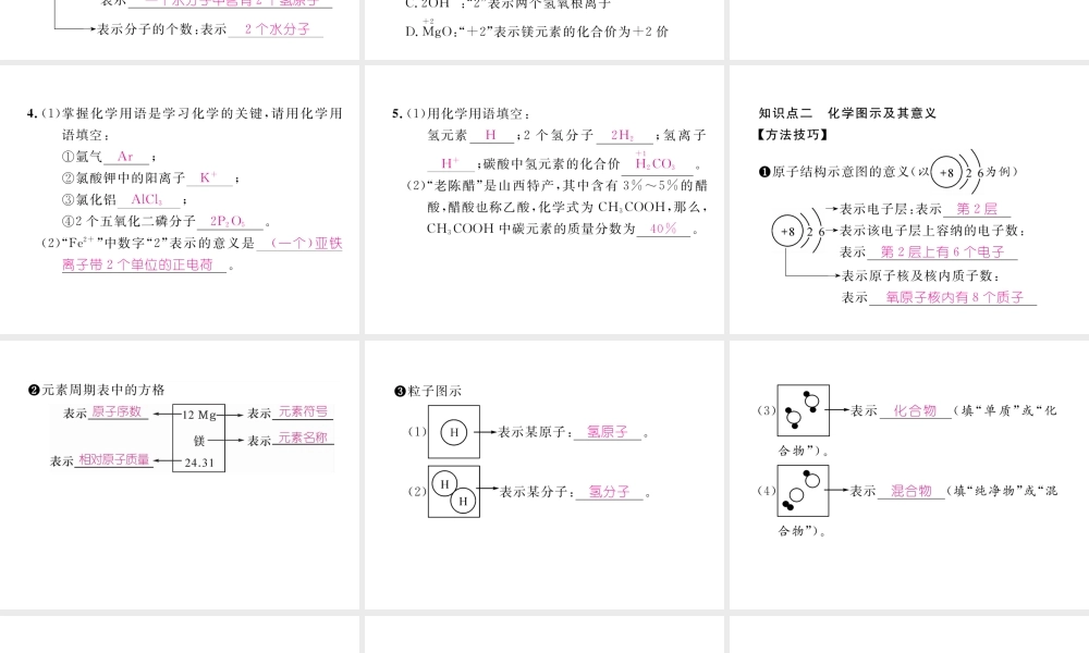 （江西专版）秋九年级化学上册 小专题1 化学用语作业课件 （新版）新人教版-（新版）新人教版初中九年级上册化学课件