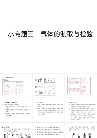 （江西专版）秋九年级化学上册 小专题3 气体的制取与检验作业课件 （新版）新人教版-（新版）新人教版初中九年级上册化学课件