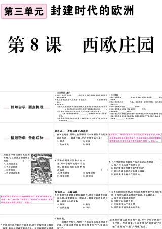 （江西专版）秋九年级历史上册 第三单元 封建时代的欧洲 第8课 西欧庄园习题课件 新人教版-新人教版初中九年级上册历史课件