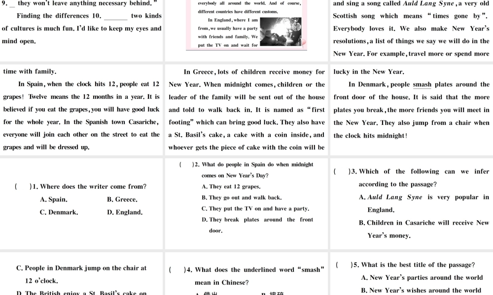 （江西专版）秋九年级英语全册 Unit 10 You’re supposed to shake hands第四课时习题课件（新版）人教新目标版-（新版）人教新目标版初中九年级全册英语课件