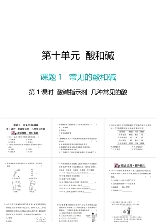 （江西专版）春九年级化学下册 第10单元 酸和碱 课题1 常见的酸和碱 第1课时 酸碱指示剂 几种常见的酸课件 （新版）新人教版-（新版）新人教版初中九年级下册化学课件