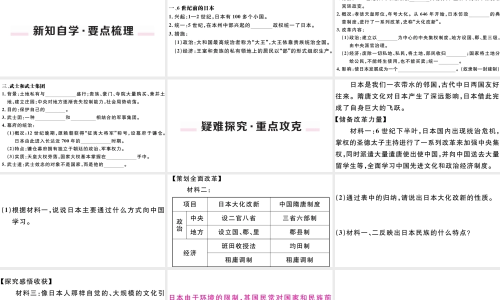 （江西专版）秋九年级历史上册 第四单元 封建时代的亚洲国家 第11课 古代日本习题课件 新人教版-新人教版初中九年级上册历史课件