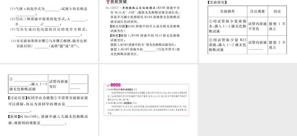 （江西专版）春九年级化学下册 第10单元 酸和碱 课题1 常见的酸和碱 第3课时 几种常见的碱 碱的化学性质课件 （新版）新人教版-（新版）新人教版初中九年级下册化学课件