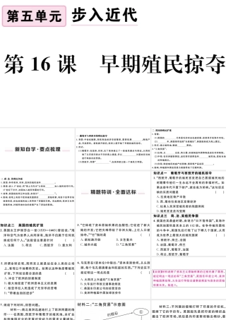（江西专版）秋九年级历史上册 第五单元 走向近代 第16课 早期殖民掠夺习题课件 新人教版-新人教版初中九年级上册历史课件