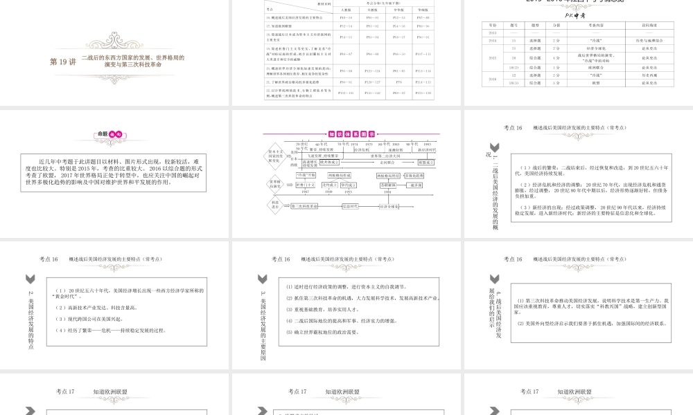（江西专用）中考历史总复习 第十九单元 二战后的东西方国家的发展、世界格局的演变与第三次科技革命课件-人教版初中九年级全册历史课件