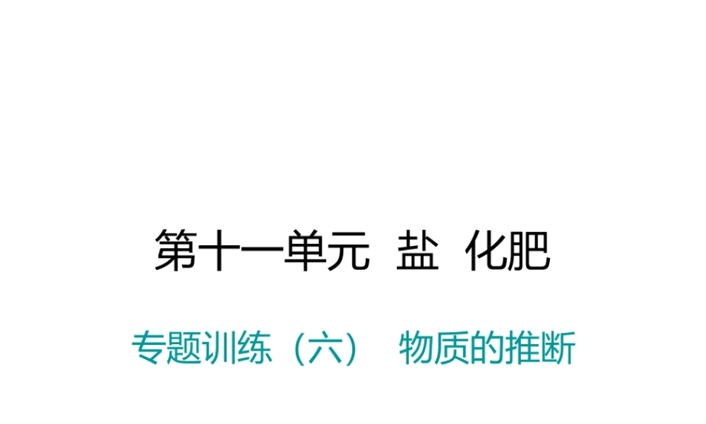 （江西专版）春九年级化学下册 第11单元 盐 化肥 专题训练（六）物质的推断课件 （新版）新人教版-（新版）新人教版初中九年级下册化学课件