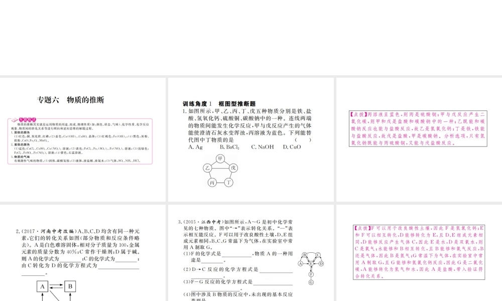 （江西专版）春九年级化学下册 第11单元 盐 化肥 专题训练（六）物质的推断课件 （新版）新人教版-（新版）新人教版初中九年级下册化学课件