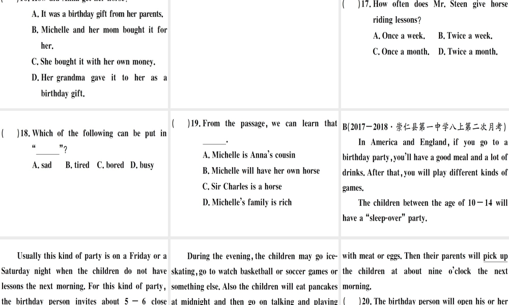 （江西专版）秋八年级英语上册 Unit 10 If you go to the party you’ll have a great time综合能力提升习题课件 （新版）人教新目标版-（新版）人教新目标版初中八年级上册英语课件