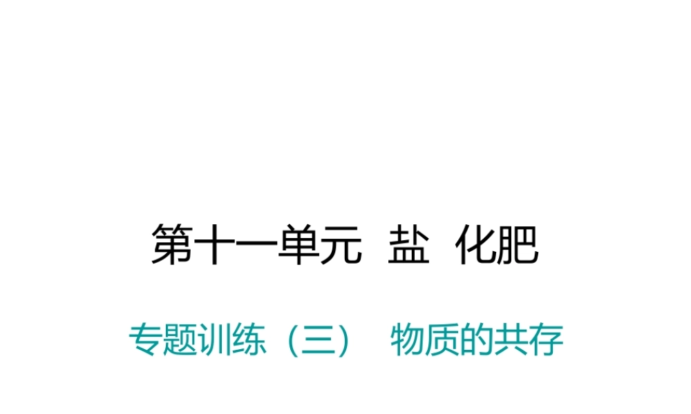 （江西专版）春九年级化学下册 第11单元 盐 化肥 专题训练（三）物质的共存课件 （新版）新人教版-（新版）新人教版初中九年级下册化学课件