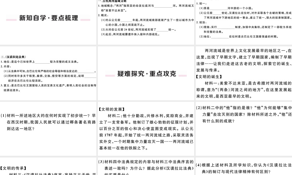 （江西专版）秋九年级历史上册 第一单元 古代亚非文明 第2课 古代两河流域习题课件 新人教版-新人教版初中九年级上册历史课件