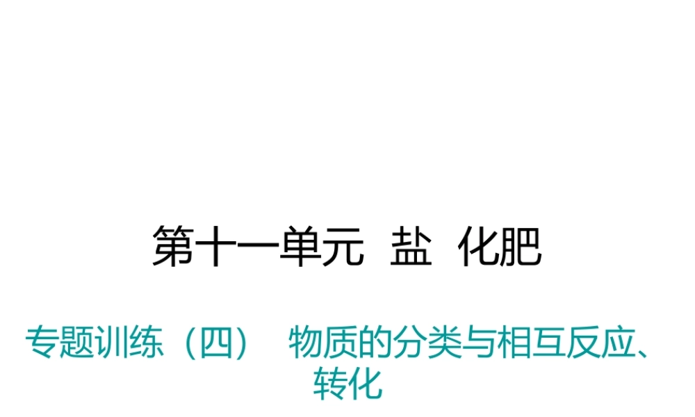 （江西专版）春九年级化学下册 第11单元 盐 化肥 专题训练（四）物质的分类与相互反应、转化课件 （新版）新人教版-（新版）新人教版初中九年级下册化学课件