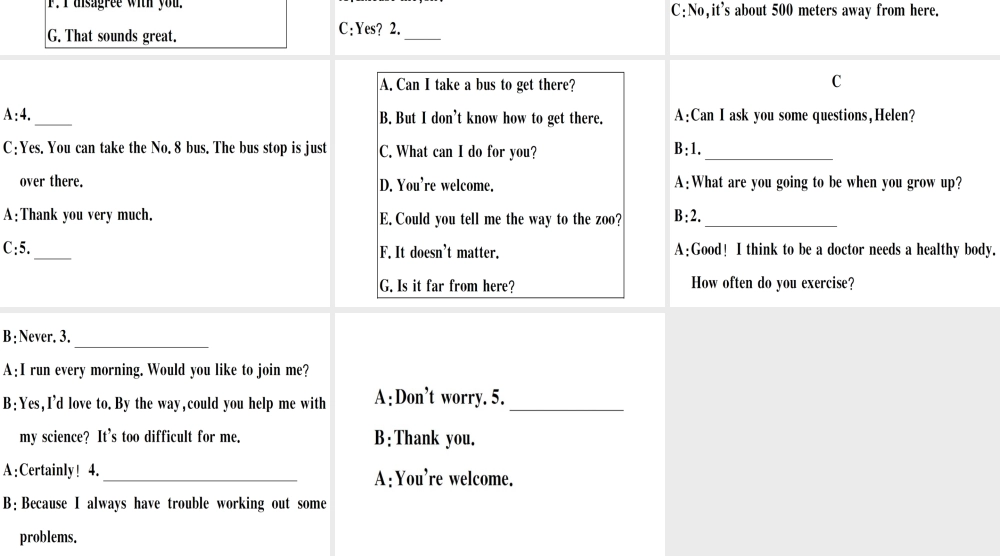 （江西专版）秋八年级英语上册 期末复习专项 专项六 补全对话习题课件 （新版）人教新目标版-（新版）人教新目标版初中八年级上册英语课件