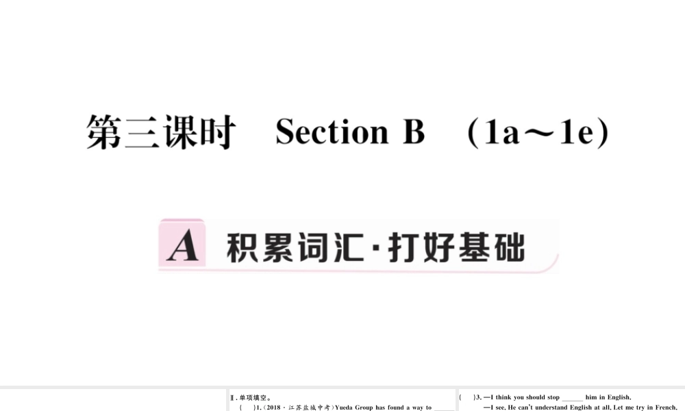 （江西专版）秋九年级英语全册 Unit 13 We’re trying to save the earth第三课时习题课件 （新版）人教新目标版-（新版）人教新目标版初中九年级全册英语课件