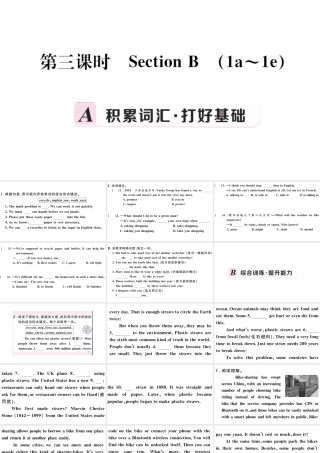 （江西专版）秋九年级英语全册 Unit 13 We’re trying to save the earth第三课时习题课件 （新版）人教新目标版-（新版）人教新目标版初中九年级全册英语课件