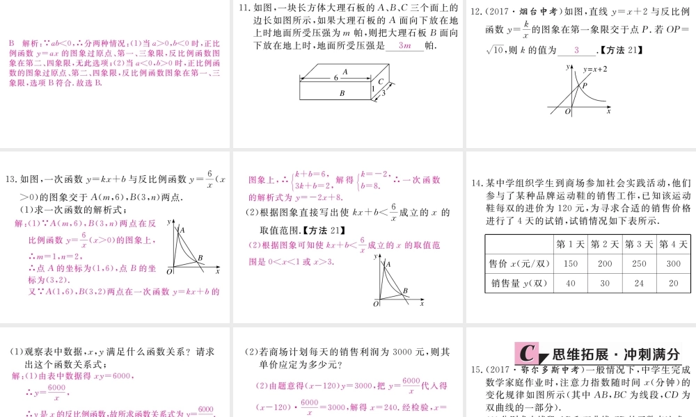 （江西专级数学上册 第六章 反比例函数 6.3 反比例函数的应用习题讲评课件 （新版）北师大版-（新版）北师大级上册数学课件
