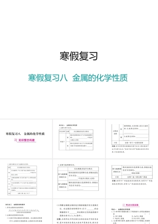 （江西专版）春九年级化学下册 寒假复习八 金属的化学性质课件 （新版）新人教版-（新版）新人教版初中九年级下册化学课件