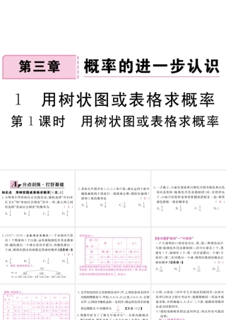（江西专级数学上册 第三章 概率的进一步认识 3.1 用树状图或表格求概率 第1课时 用树状图或表格求概率习题讲评课件 （新版）北师大版-（新版）北师大级上册数学课件