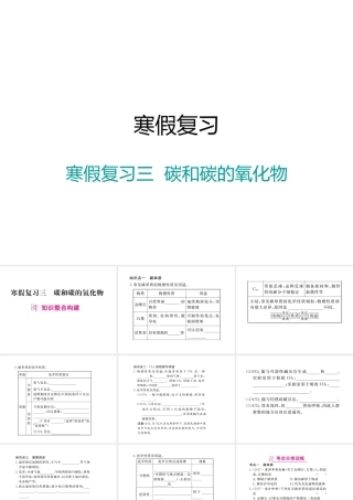 （江西专版）春九年级化学下册 寒假复习三 碳和碳的氧化物课件 （新版）新人教版-（新版）新人教版初中九年级下册化学课件