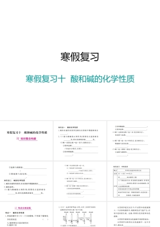 （江西专版）春九年级化学下册 寒假复习十 酸和碱的化学性质课件 （新版）新人教版-（新版）新人教版初中九年级下册化学课件