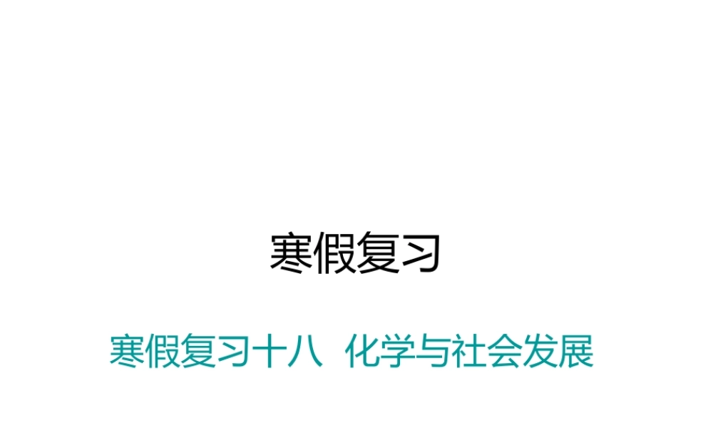 （江西专版）春九年级化学下册 寒假复习十八 化学与社会发展课件 （新版）新人教版-（新版）新人教版初中九年级下册化学课件