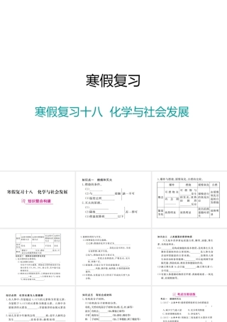 （江西专版）春九年级化学下册 寒假复习十八 化学与社会发展课件 （新版）新人教版-（新版）新人教版初中九年级下册化学课件