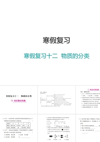 （江西专版）春九年级化学下册 寒假复习十二 物质的分类课件 （新版）新人教版-（新版）新人教版初中九年级下册化学课件