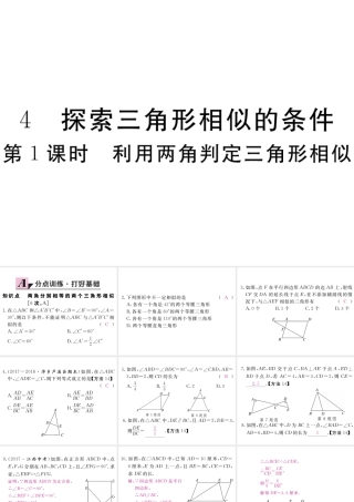 （江西专级数学上册 第四章 图形的相似 4.4 探索三角形相似的条件 第1课时 利用两角判定三角形相似习题讲评课件 （新版）北师大版-（新版）北师大级上册数学课件
