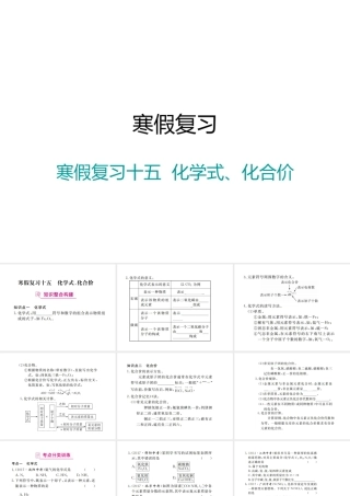 （江西专版）春九年级化学下册 寒假复习十五 化学式、化合价课件 （新版）新人教版-（新版）新人教版初中九年级下册化学课件