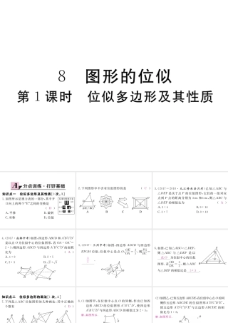 （江西专级数学上册 第四章 图形的相似 4.8 图形的位似 第1课时 位似多边形及其性质习题讲评课件 （新版）北师大版-（新版）北师大级上册数学课件