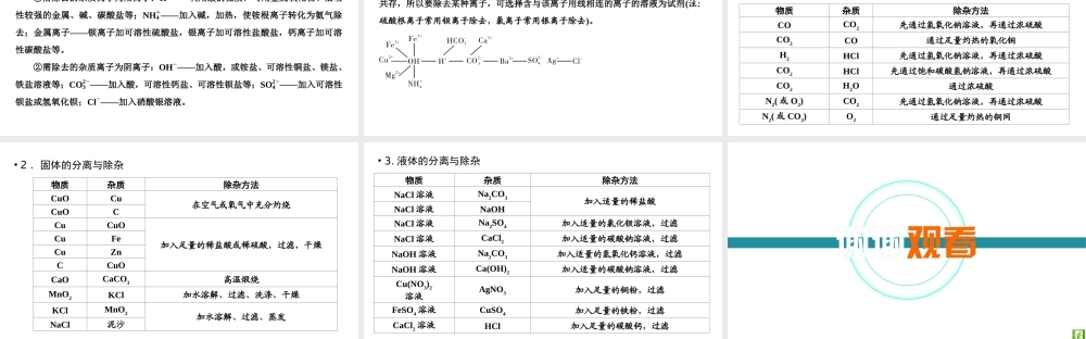 （江西专用）中考化学总复习 第二部分 专题综合强化 专题四 物质的检验、鉴别、分离、除杂与共存 类型2 物质的除杂课件-人教版初中九年级全册化学课件