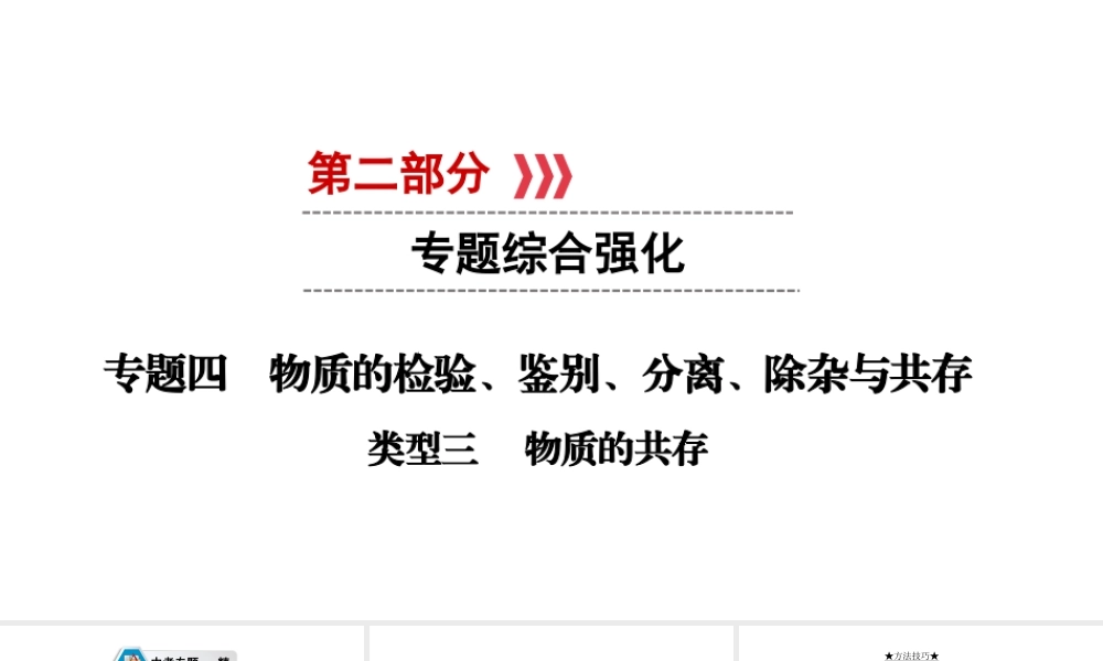（江西专用）中考化学总复习 第二部分 专题综合强化 专题四 物质的检验、鉴别、分离、除杂与共存 类型3 物质的共存课件-人教版初中九年级全册化学课件