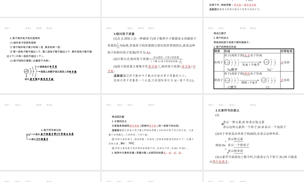 （江西专用）中考化学总复习 第三单元 物质构成的奥秘课件-人教版初中九年级全册化学课件