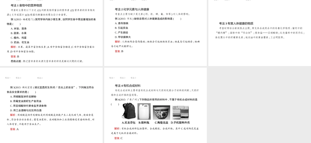 （江西专用）中考化学总复习 第十二单元 化学与生活课件-人教版初中九年级全册化学课件