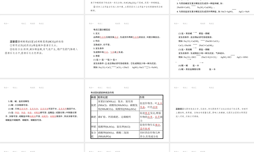 （江西专用）中考化学总复习 第十一单元 盐 化肥课件-人教版初中九年级全册化学课件
