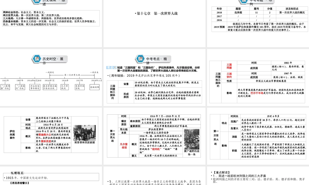（江西专用）中考历史总复习 第一部分 教材同步复习 模块六 世界现代史 第17章 第一次世界大战课件-人教版初中九年级全册历史课件