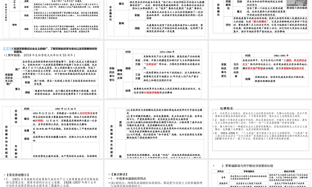（江西专用）中考历史总复习 第一部分 教材同步复习 模块六 世界现代史 第18章 苏联社会主义道路的探索课件-人教版初中九年级全册历史课件